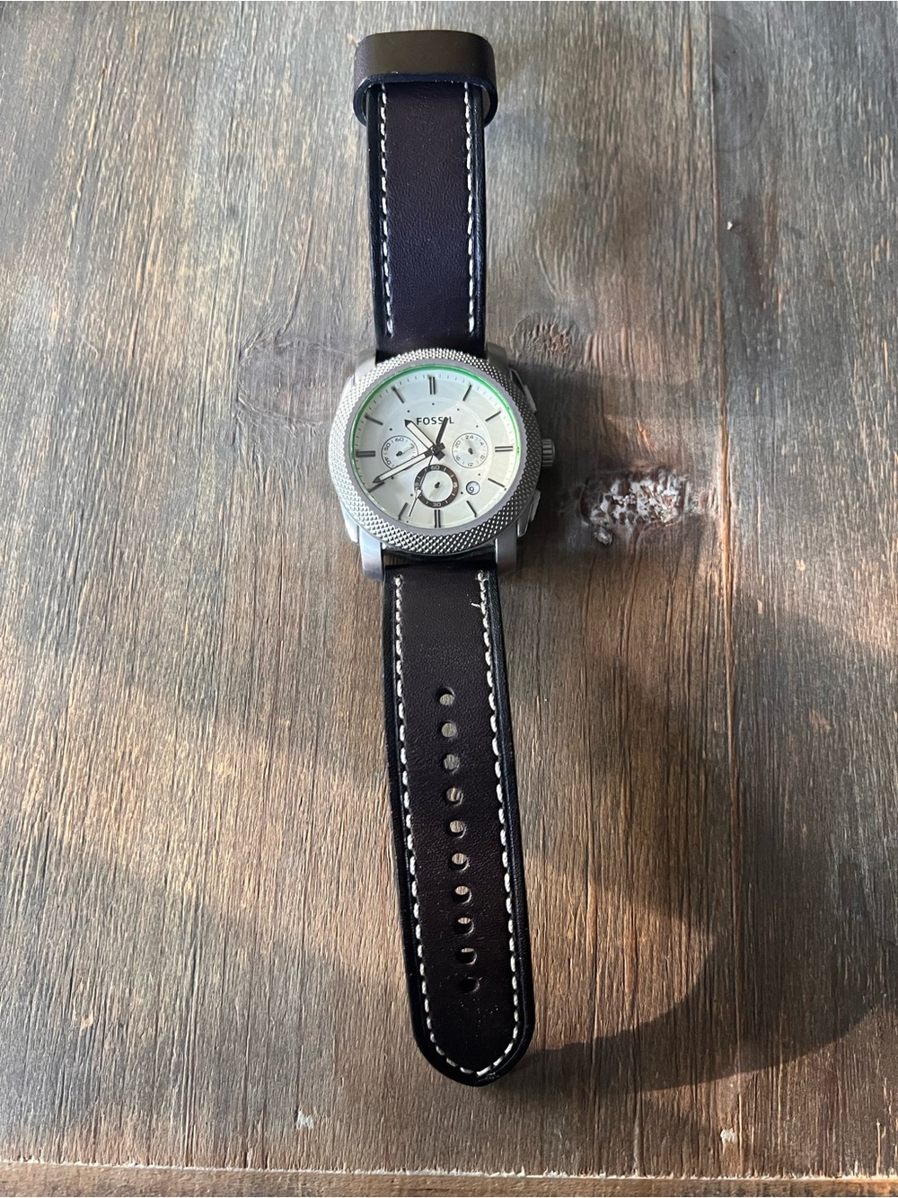 Fossil Men's Chronograph Watch in Cream Dial & Brown Strap - Picture 3 of 9
